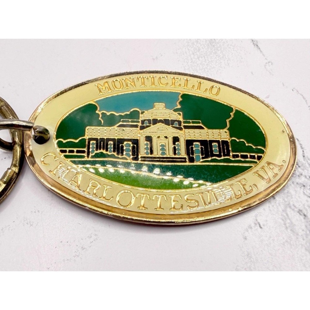 Vintage Monticello Thomas Jefferson Enamel Keychain Pinnacle Taiwan